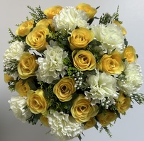 Silk Yellow Rose and Cream Carnation Bouquet