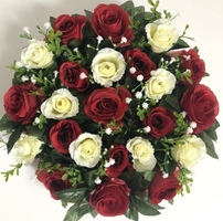Red and Cream Rose Funeral/Memorial wreath